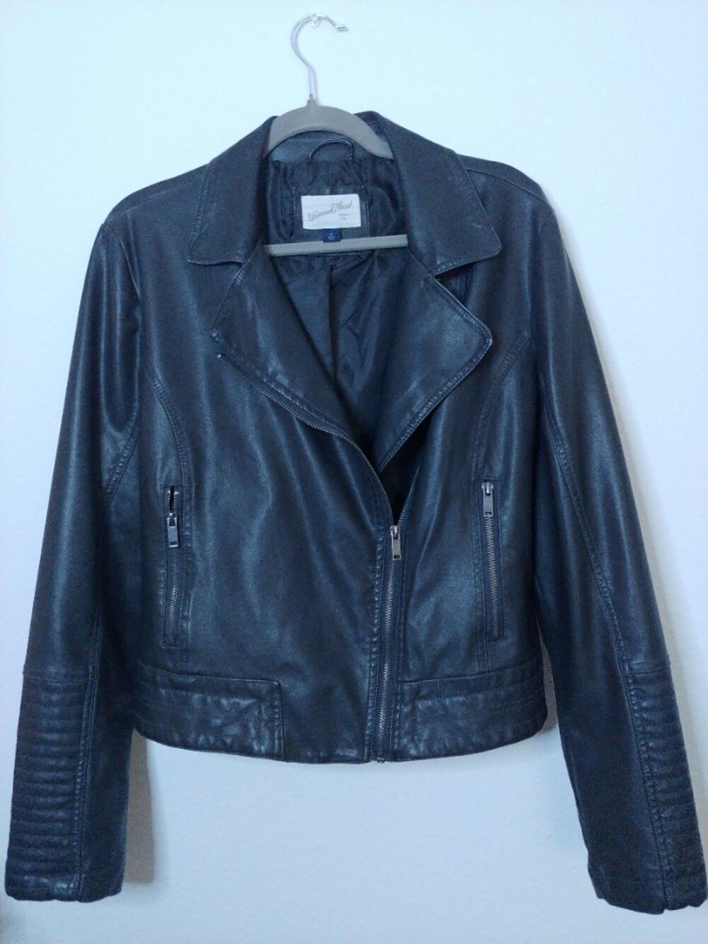 Universal Thread Charcoal Faux Leather Moto Jacket